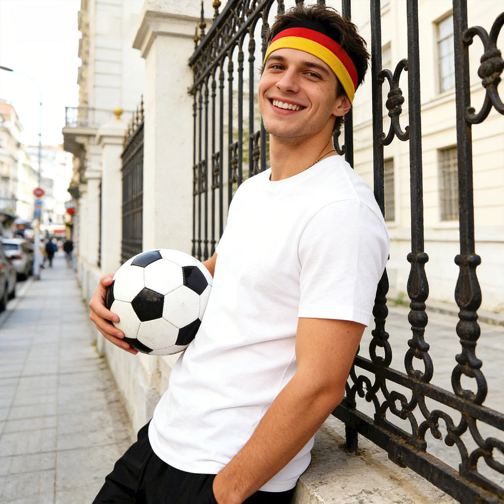 Football Headbands National Element Bandanas High Elastic Sweat-Wicking Sports Headbands Fan Support Headbands for Men Women Qme