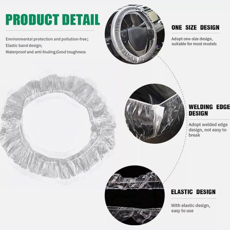 Universal Gear Cover Disposable Transparent Steering Wheel Elastic Qme