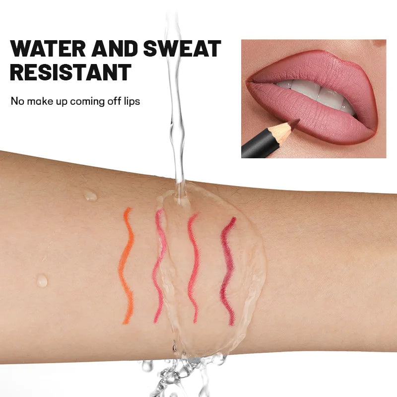 Waterproof Matte Lipliner Pencil Red Contour Tint Lipstick Long Qme
