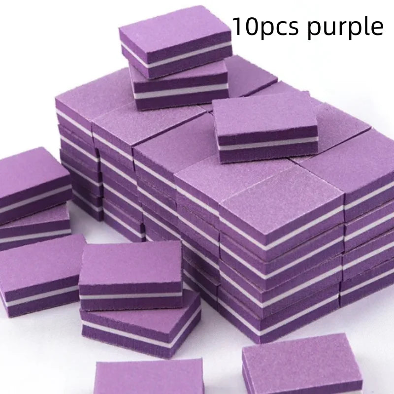 10 50 Mix Double-sided Mini Nail File Blocks Colorful Sponge Polish