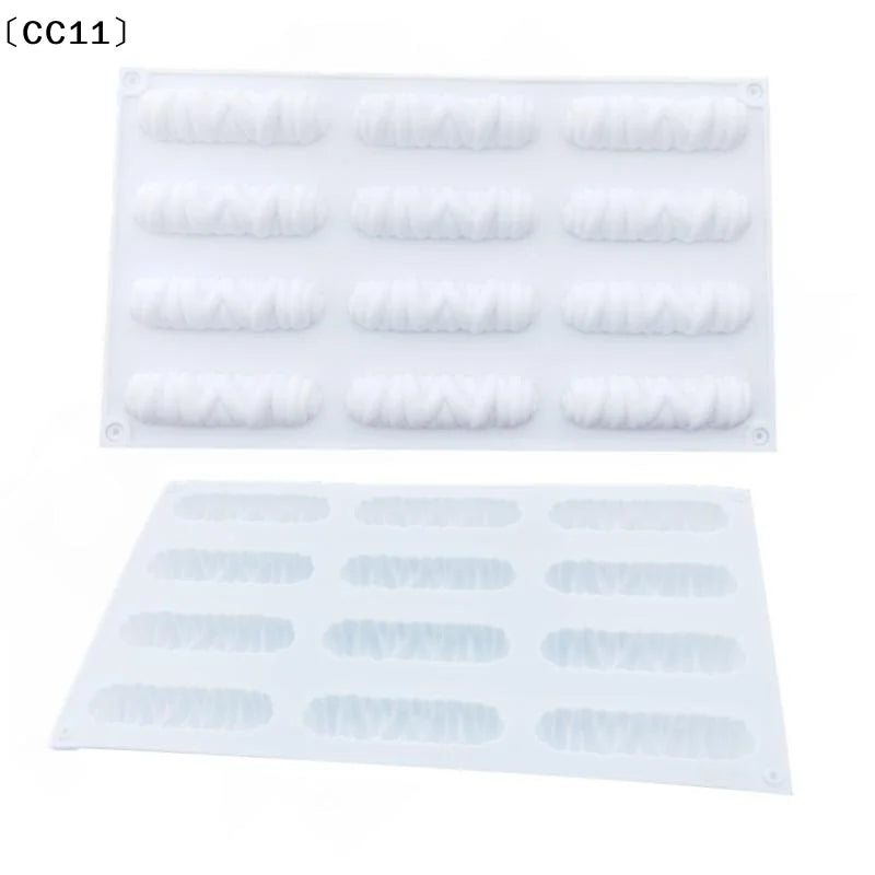 12 Cells Long Striped Lines Winding Texture Design Mousse Cake Mold Qme