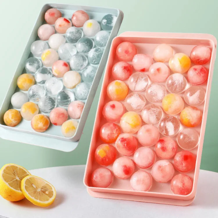 3D Round Ice Cube Tray with Lid Plastic Diamond Style Ice Mold Refrigerator Spherical DIY Moulds Ice Ball Maker Kitchen Tools Qme