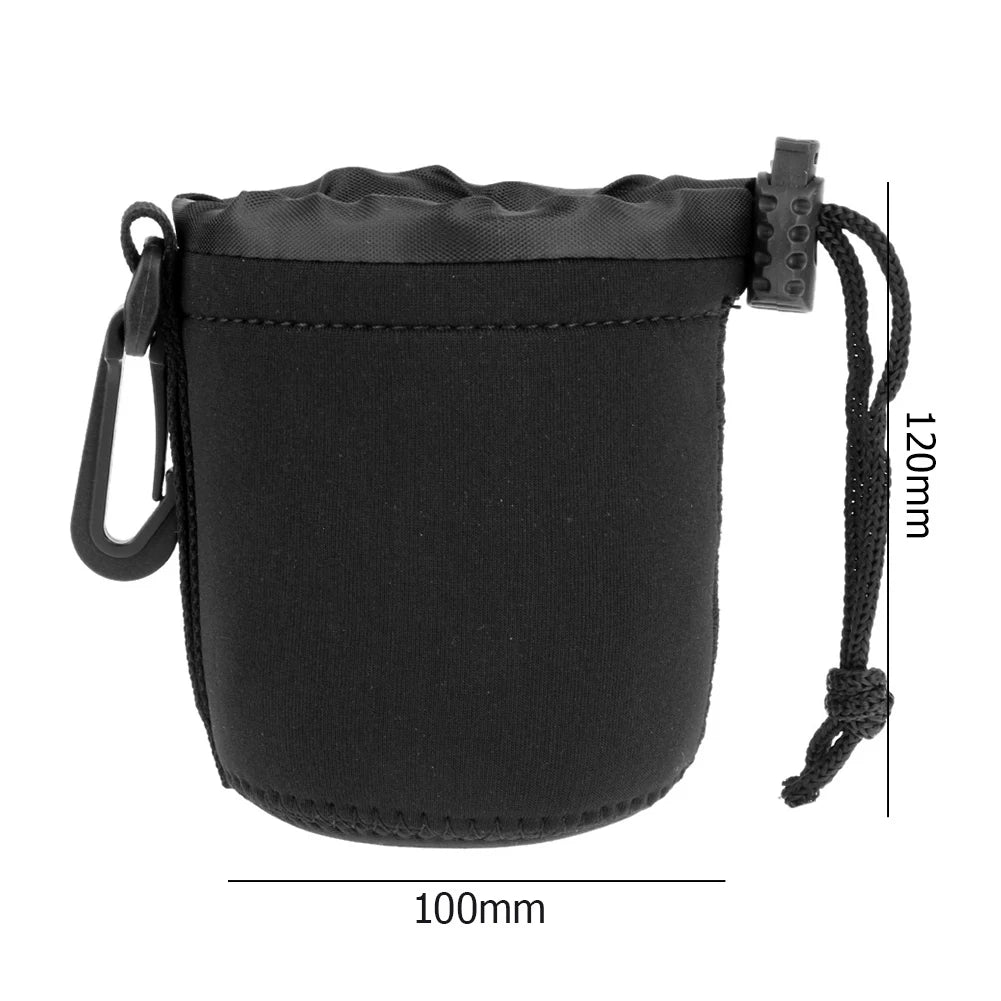 Camera Lens Case Water Resistant Lens Pouch for Digital SLR Camera Lens Bag Drawstring Protector Case Qme S Black