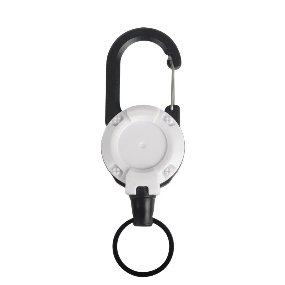 Heavy Duty Retractable Rope Carabiner Outdoor Steel Wire Rope Spring Key Chain Multi Functional Rebound Anti Loss Rope Buckle Qme White