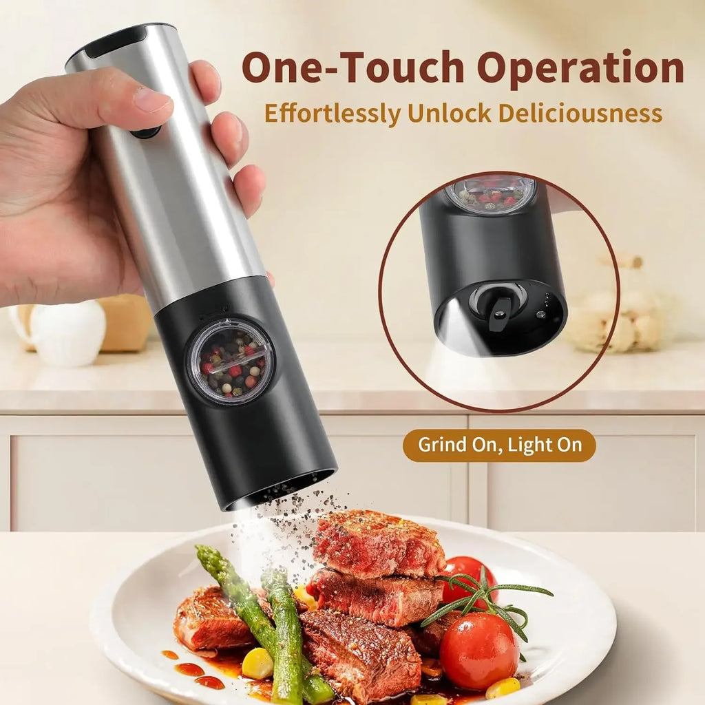 Electric Pepper Powder Grinder USB Rechargeable Salt Adjustable Qme