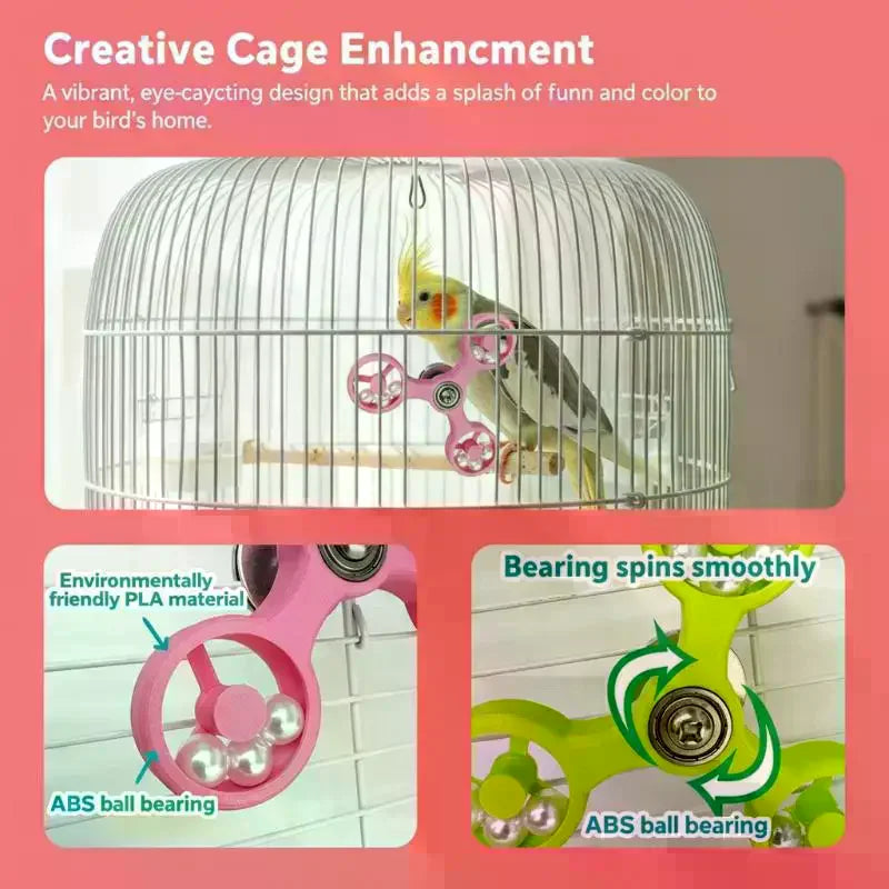 Cockatiel Conure Parakeets Interactive Bird Toys Rotating Spinner Qme