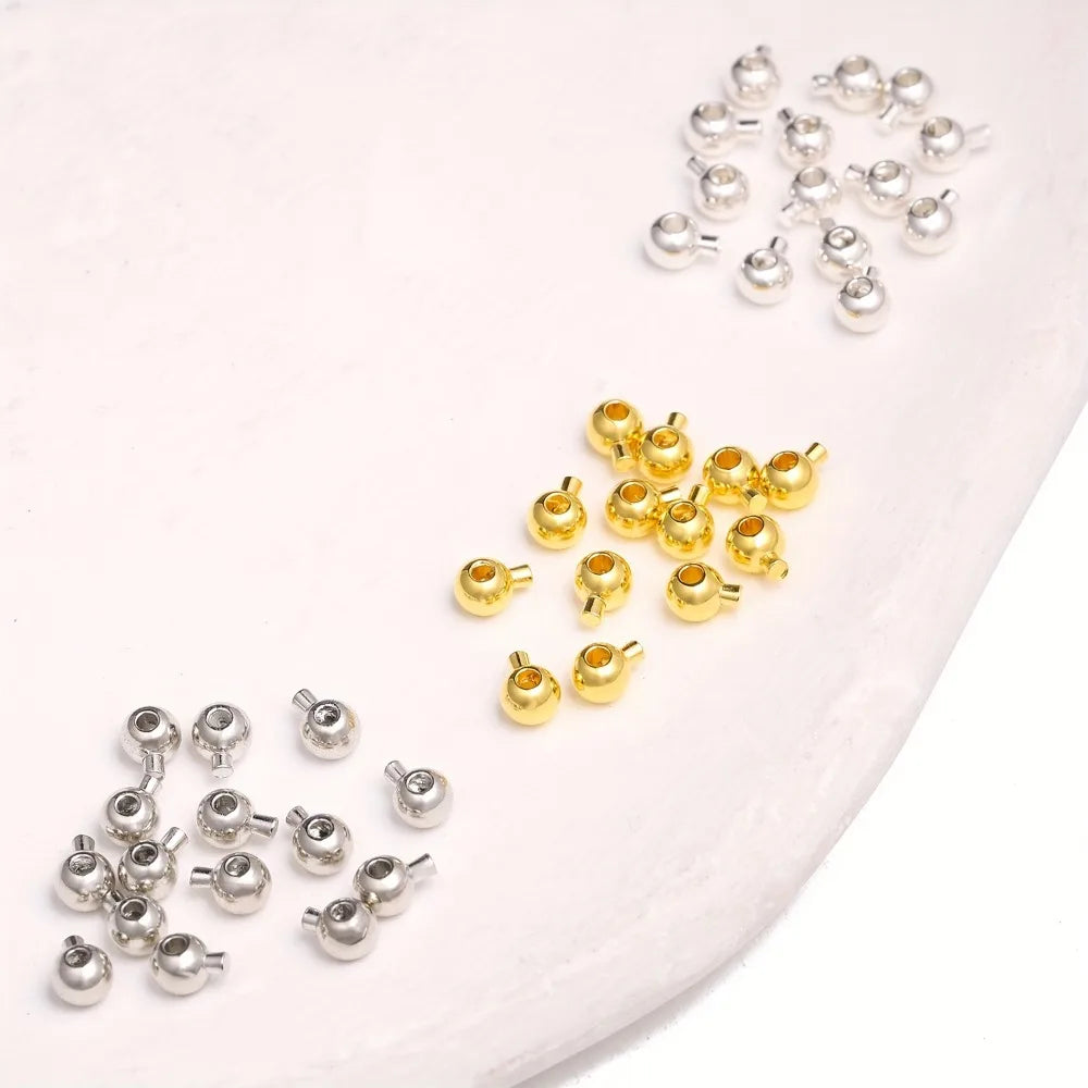 20pcs Adjustable Spring Stopper Beads, Metal Cord Lock Clasps for Jewelry Making Qme