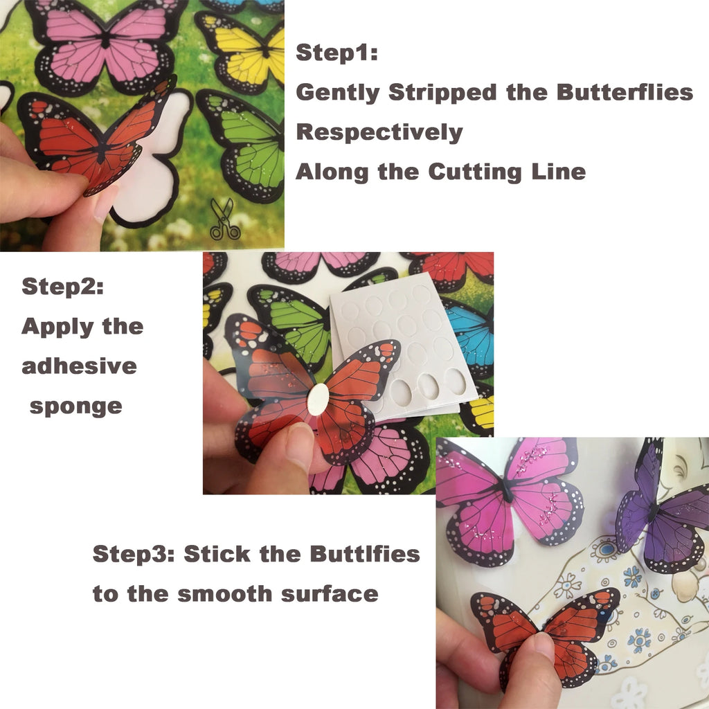 36 Pcs Butterfly Wall Stickers Colorful Vivid 3D Design House DIY Baby Nursery Art Decals Wall Decoration Windows Decor Qme