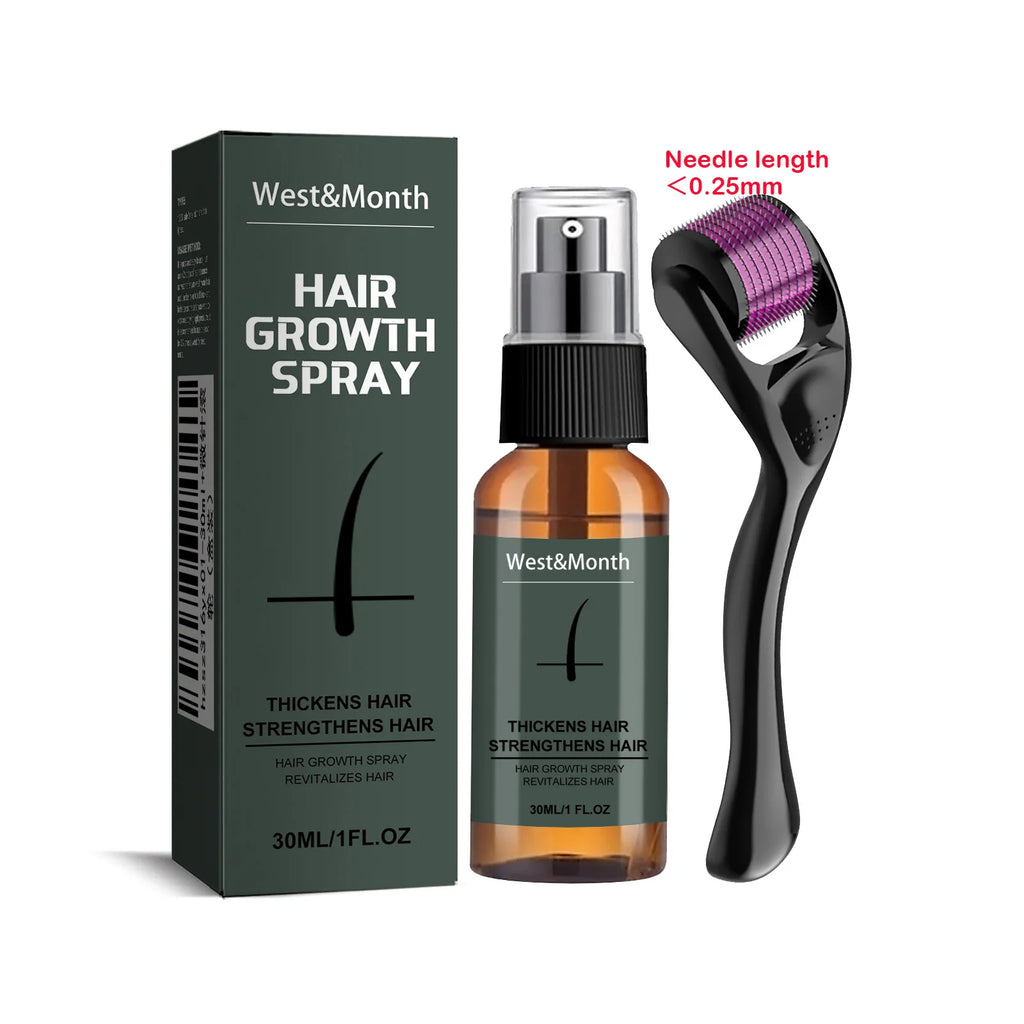 Men's Beard Spray Kit with Micro Roller 0.25mm Moisturizing Thicken Facial Hair Beard Boosting Essence Nourishing Spray Bear Qme 1 Set