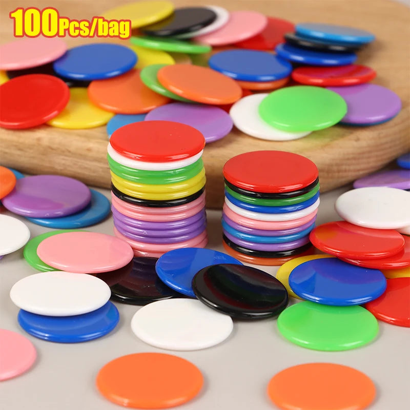 Math Learning Montessori Toy 100 X Plastic Poker Chips Bingo Chip Qme