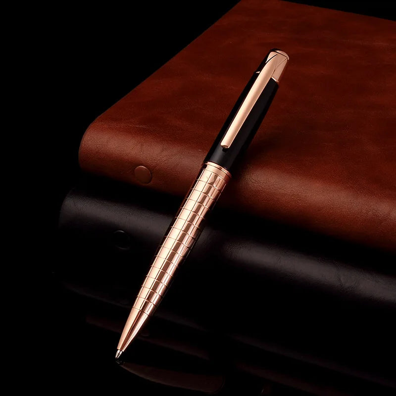 1 Pc Business High-end Metal Rotating Ballpoint Pen, 1.0mm Medium Ball Point Black Ink,Durable,Smooth Writing Office Supplies Qme Rose Gold