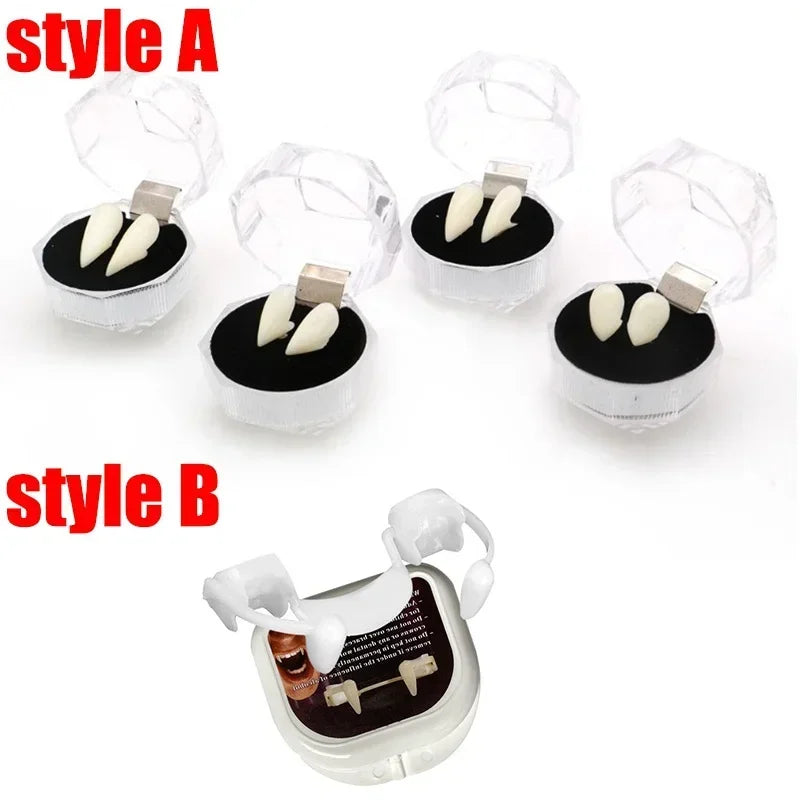 Halloween Fake Teeth Cosplay Vampire Fangs Retractable Teeth Dress Costume Tooth Gift Party Decoration Vampire Dracula Teeth Qme