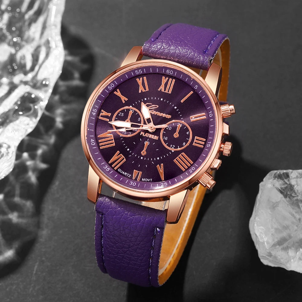 Women's casual quartz watch + bracelet set, suitable for wearing in all places, Ramadan, Valentine's Day, Mother's Day, Birthday Qme