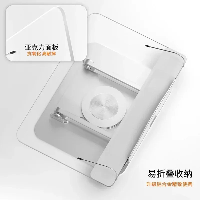 Tablet Laptop 360° Rotate Reading Rack Aluminum Alloy Acrylic Panel Bracket Heightening Holder Folding Lifting Reading Bookshelf Qme