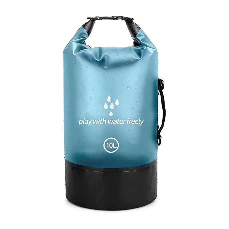 Men's and women's waterproof dry bag, 10L roll top lightweight small storage bag camping, hiking, and beach accessories backpack Qme SKY BLUE