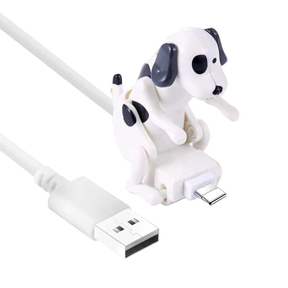 Cute Spotty Dog USB Charging Cable Funny Moving Puppy Design Fast Charger Cord Creative Type-C Data Cable for Smartphones Qme White for apple