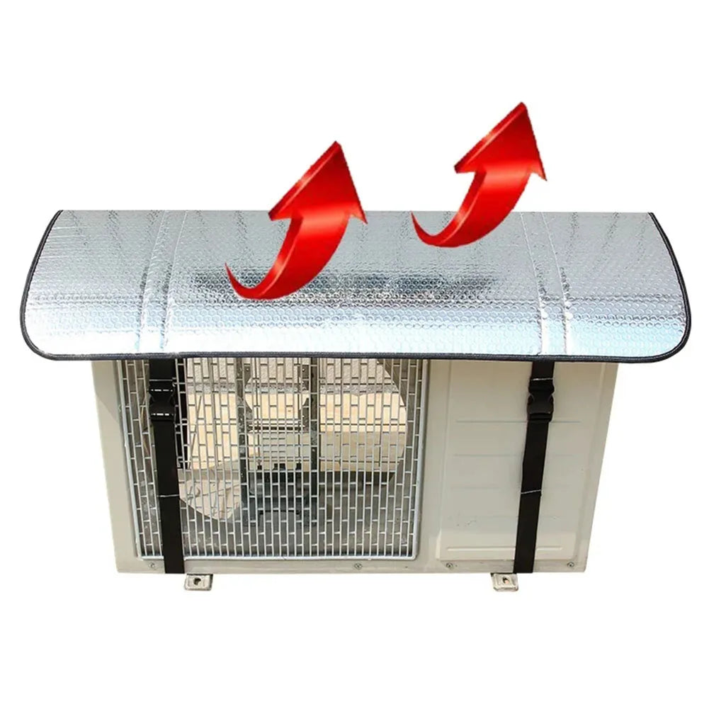 1Pc Aluminum Foil Air Conditioner Outdoor Unit Cover Waterproof Sunshade Energy Saving-Shield For AC Compressor 120x60cm Silver Qme