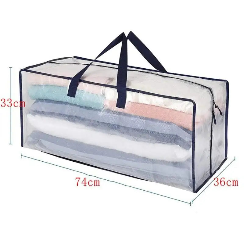 Transparent Large Capacity Woven Closet Sort Waterproof Double Zipper Qme A2