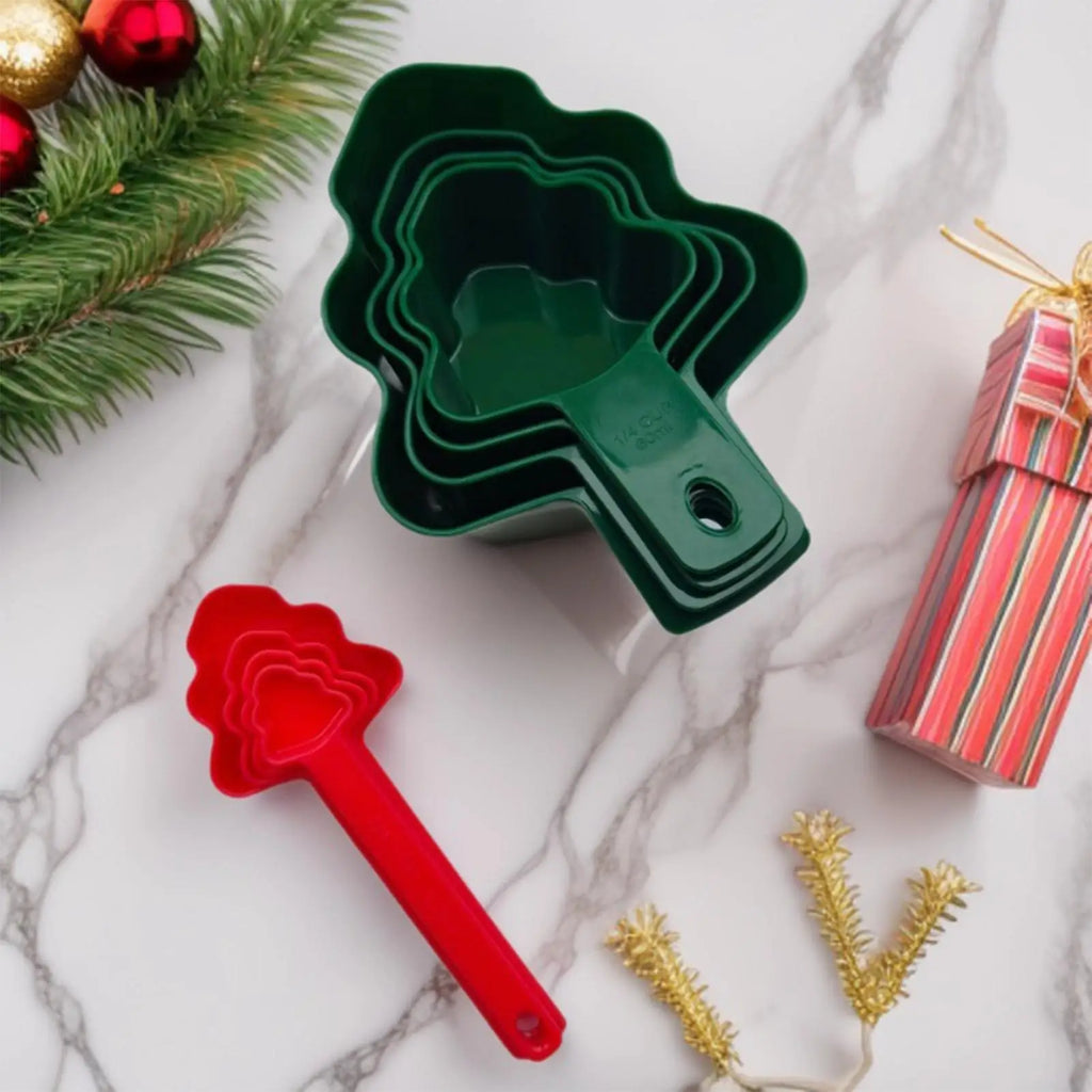 8pcs measuring spoon Christmas tree shaped measuring spoon measuring cup baking small tool for Home Cooking Qme