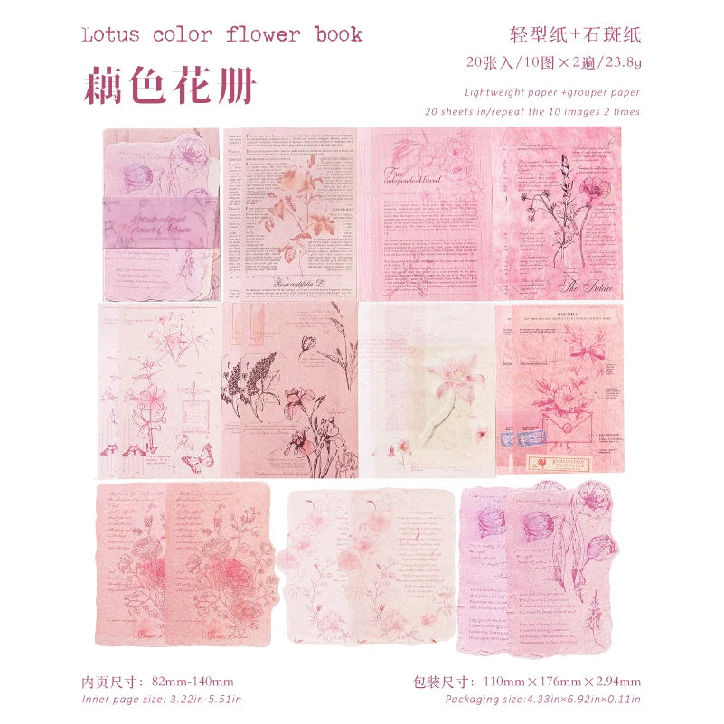 TIANZI 20/120 Pcs Vintage Aesthetic Scrapbooking Paper Diary Album Junk Journal Supplies Handmade Planner Material for Crafting Qme B-20 Pcs