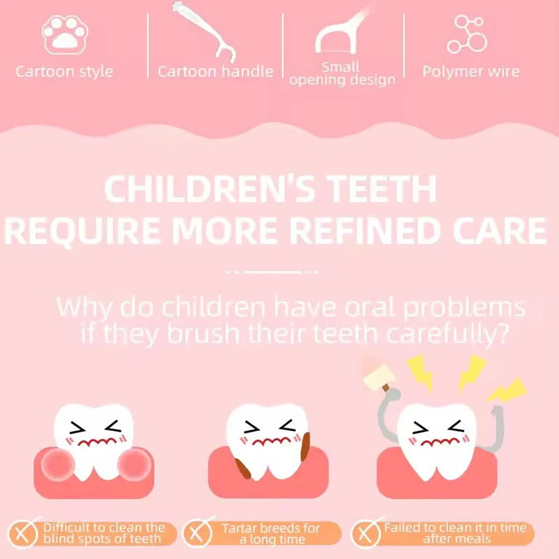Childrens Dental Floss Barrel Colored Floss For Children Cure Dent Teeth Cleaning Orthodontic Interdental Pick Qme