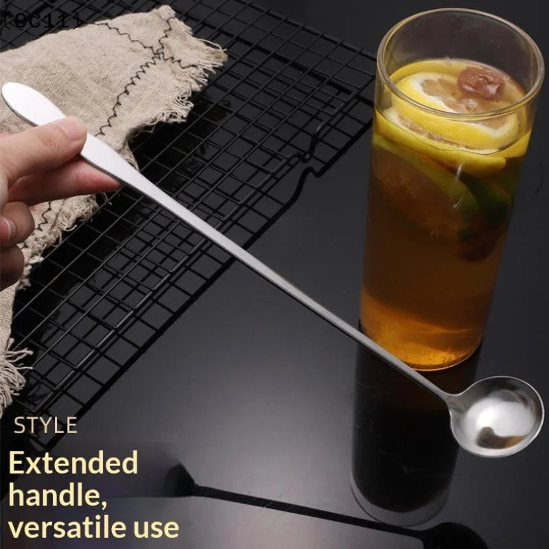 Stainless Steel Long Handle Stir Spoon Cocktails Ice Coffee Tea Qme