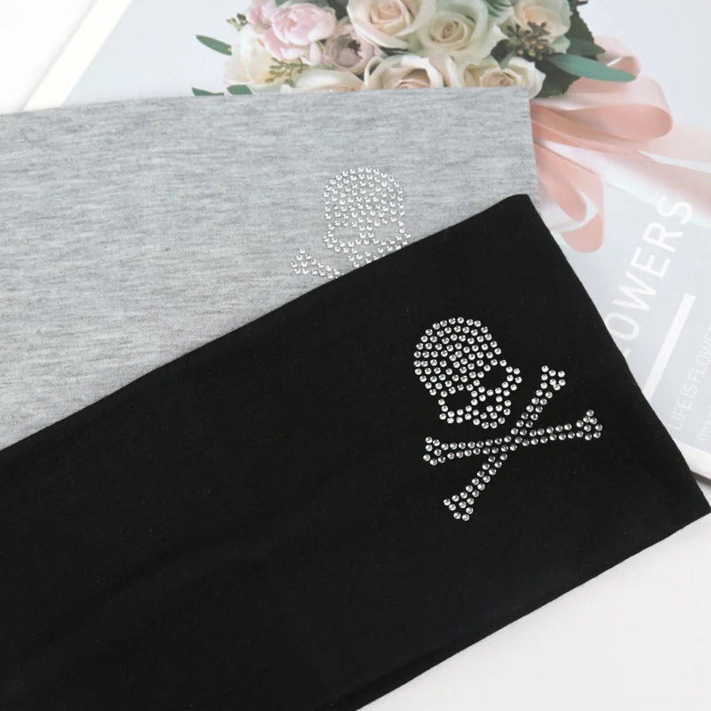 Unisex Wide Yoga Elastic Headband Fashion SKull-pattern Makeup Soft Qme