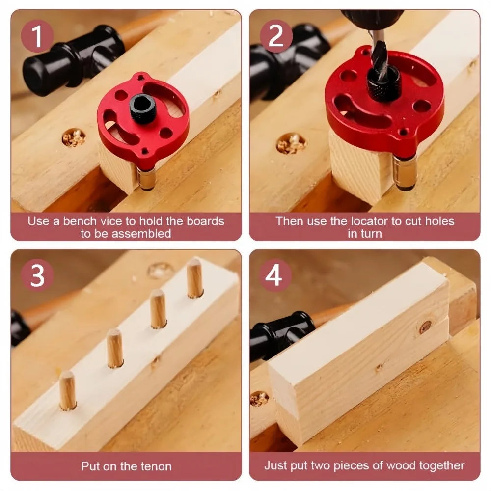 3-10mm Woodworking Self-Centering Dowel Jig Handheld Drill Guide Locator Straight Holes Wood Panel Hole Puncher Locator Tool Qme