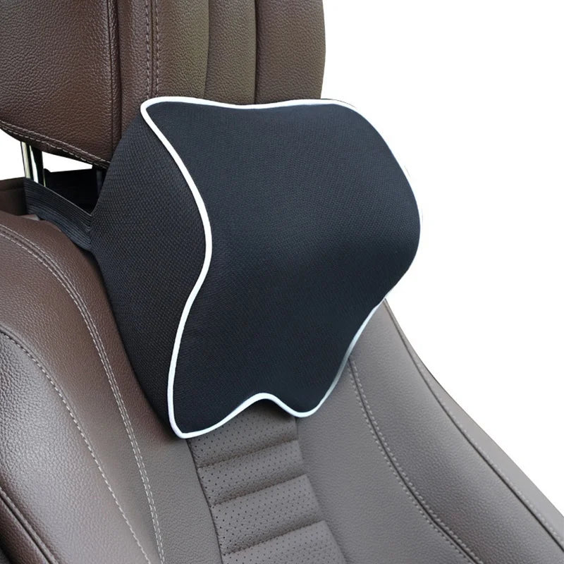 Car Neck Headrest Pillow Auto Seat Head Support Protector Automobiles Seat Rest Memory Cotton Under Qme White