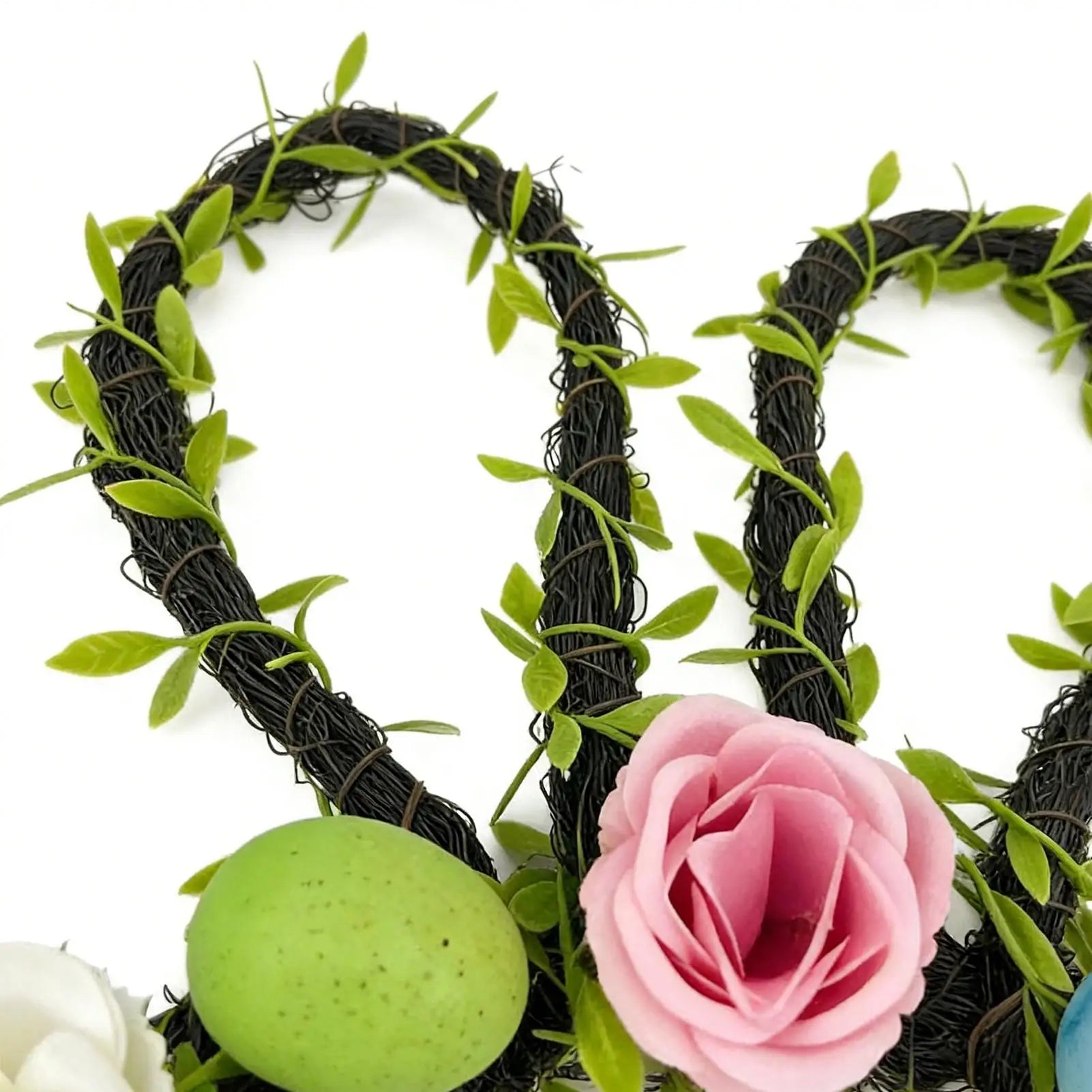 Easter Wreath Artificial Spring Decor Patio Bunny Ear Egg Flower Qme