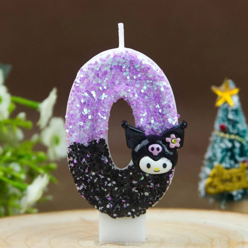 Kuromi Themed Birthday Candles 0-9 Numbers Cartoon Cake Topper Decorations for Kids Party Supplies Qme