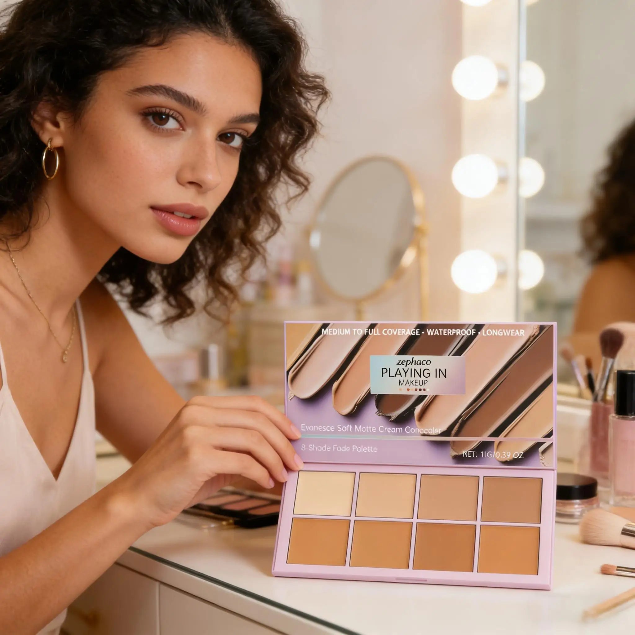 zephoco 8-Color Concealer Palette Full Coverage for Dark Circles Blemishes Acne Matte Lasting Brightening Skin Foundation Makeup Qme