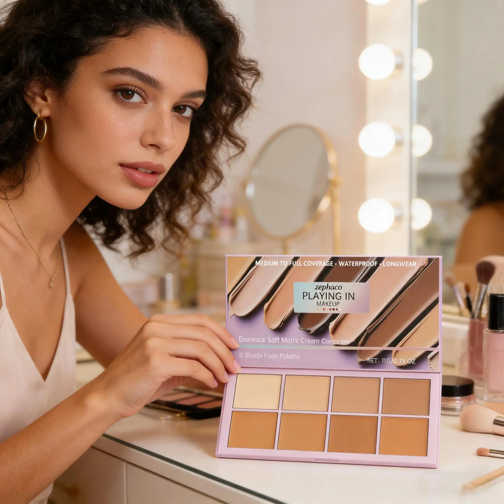 8-Color Concealer Palette Professional Coverage for Dark Circles Blemishes Acne Matte Brightening Long-Lasting Foundation Makeup Qme