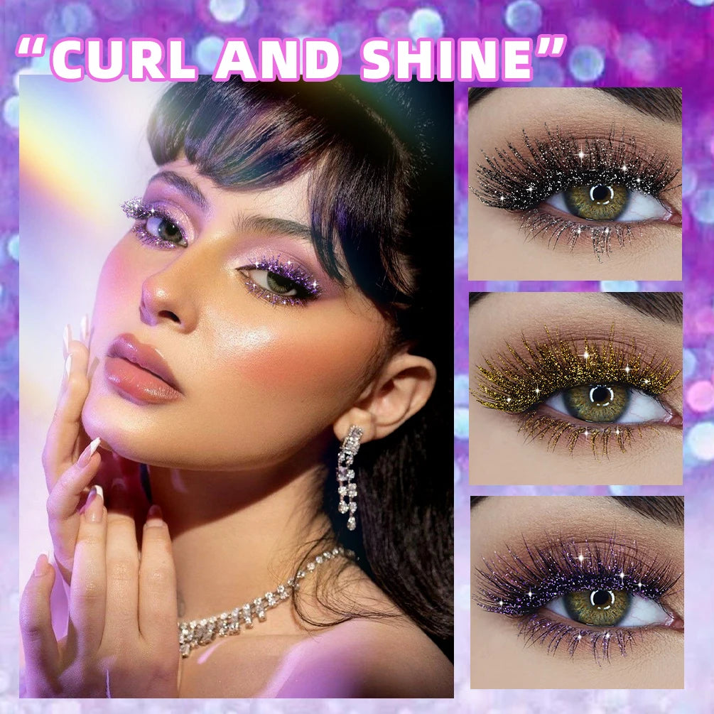 1 PC Diamond Mascara Shining Galaxy Sequins Sweat Proof Glitter Eyelashes Quick Dry Lasting Curling Thick Mascara Shimmer Makeup Qme