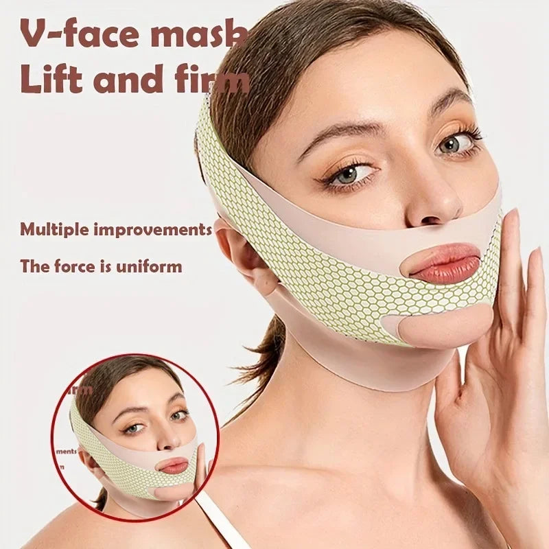 Face-Lift With Sleep Face V Shaper Facial Slimming Bandage Relaxation Shape Lift Reduce Double Chin Face Thining Band Massage Qme light pink