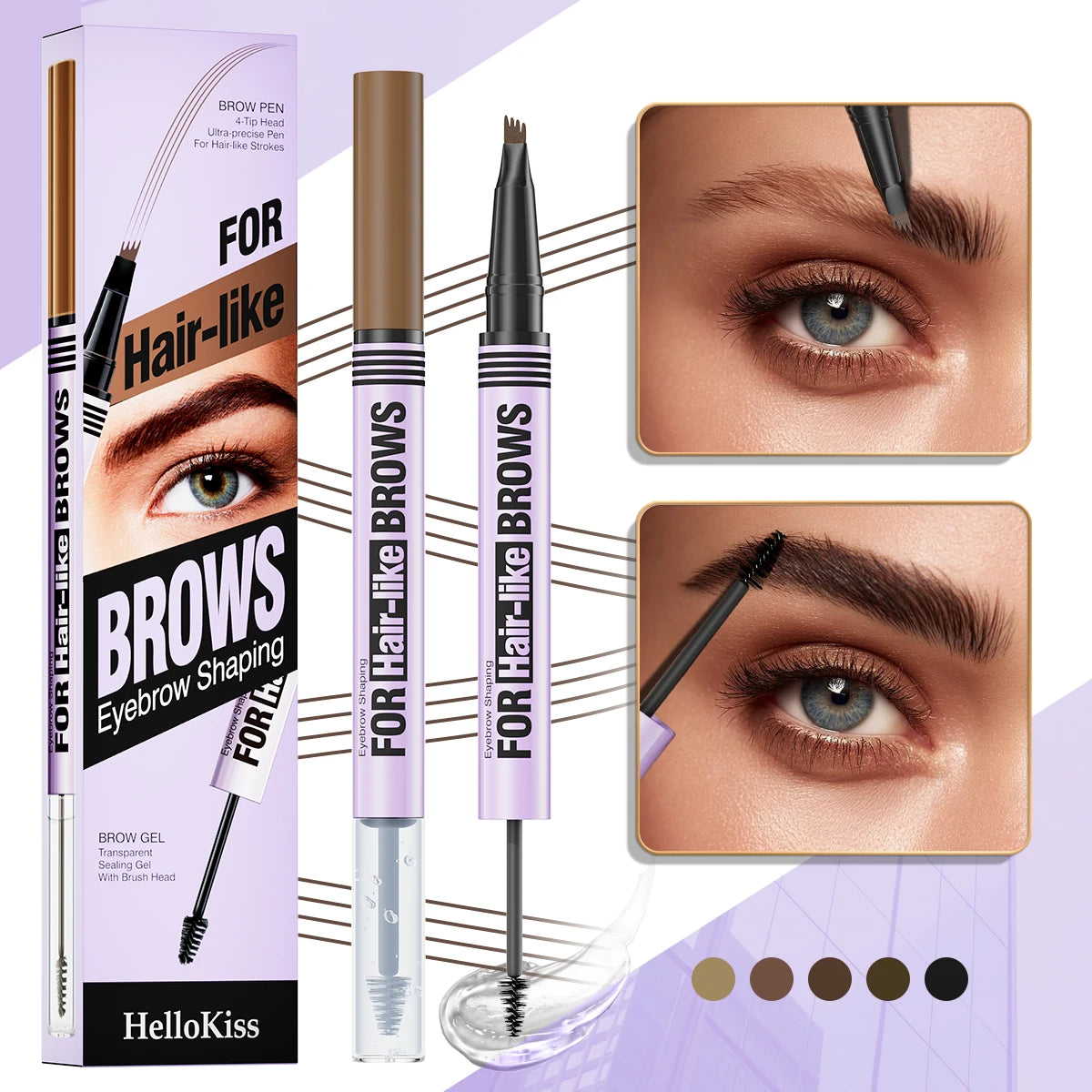1PC Double-Ended Waterproof Eyebrow Pencil - Non-Fading, Precise Application for Long-Lasting Brow Makeup Qme