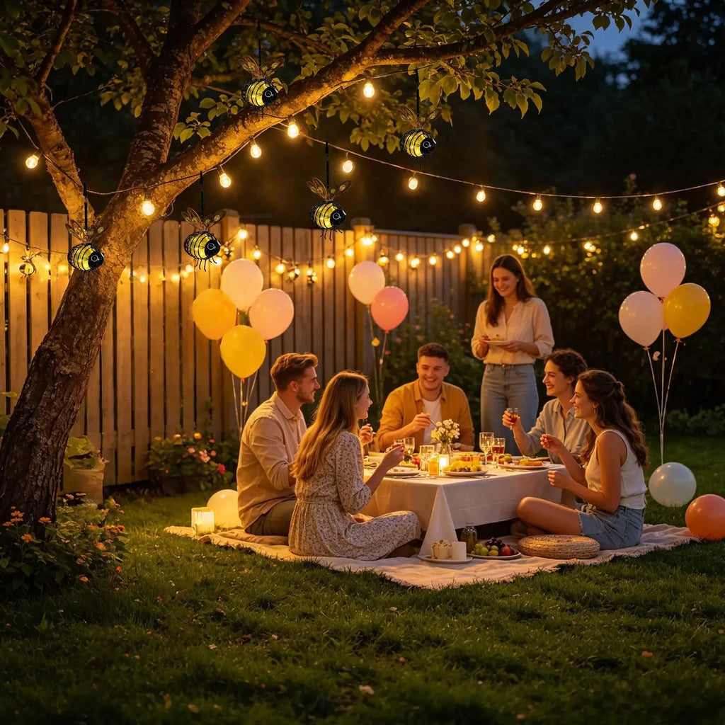 Solar Garden Light Hangable Bee-shaped Weather-resistant Ornament Led Qme