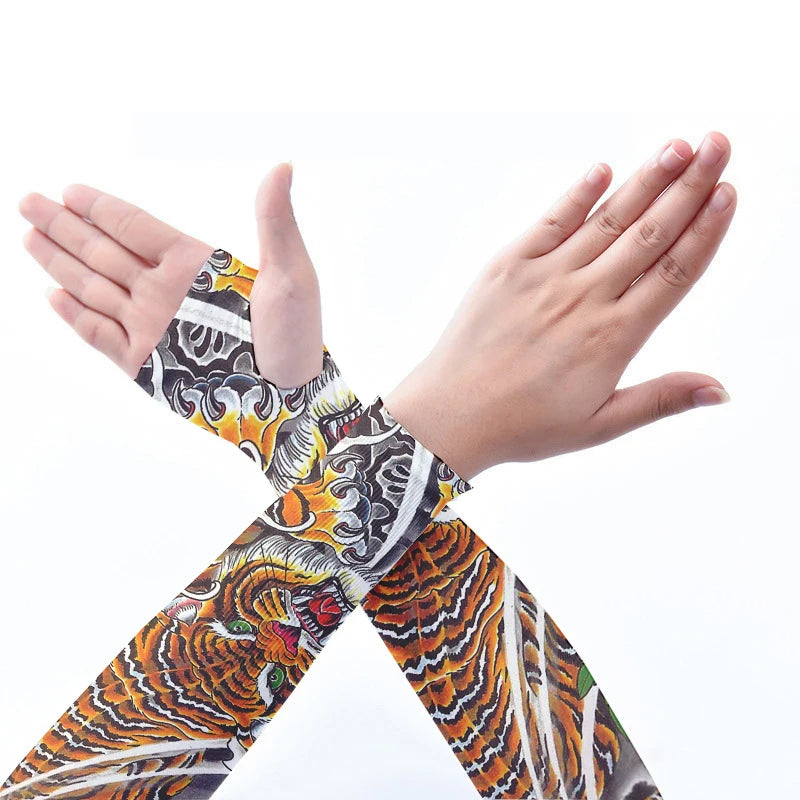 Fashionable Tattoo Manuscript Printed Ice Sleeves Summer Sun UV Qme style3 One Size