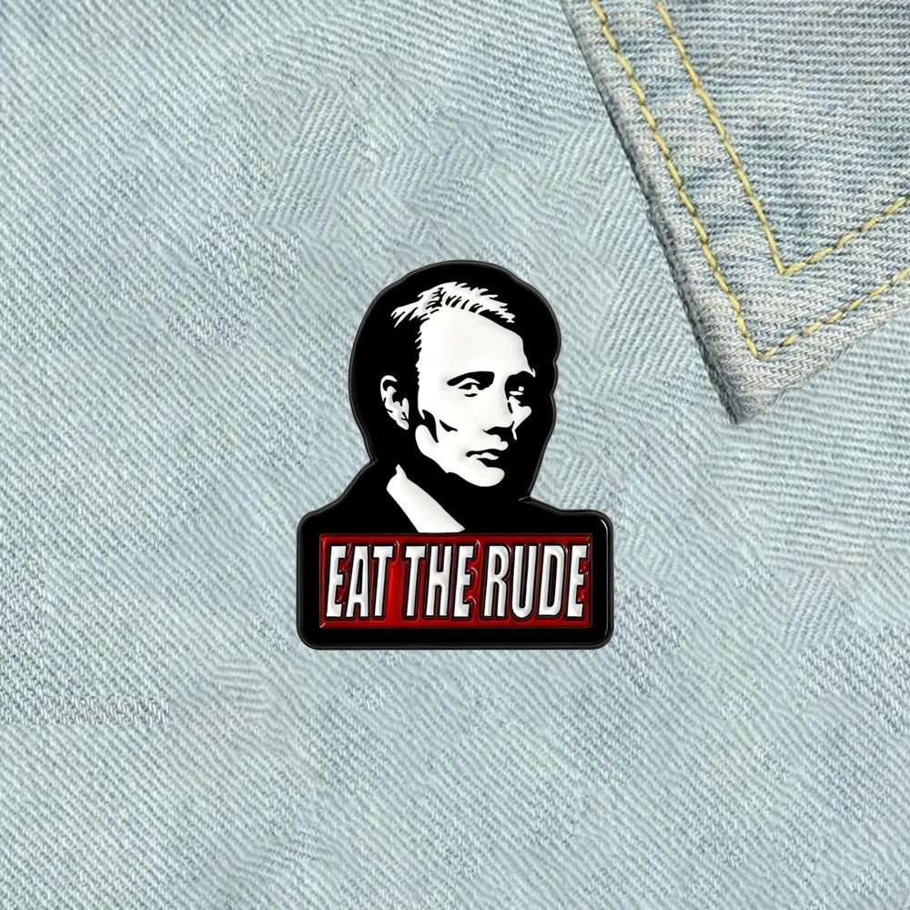 Hannibal Eat The Rude Enamel Pins Creative Character Couple Girl Let Me See Metal Badge Brooch Jewelry Gift For Children Friends Qme