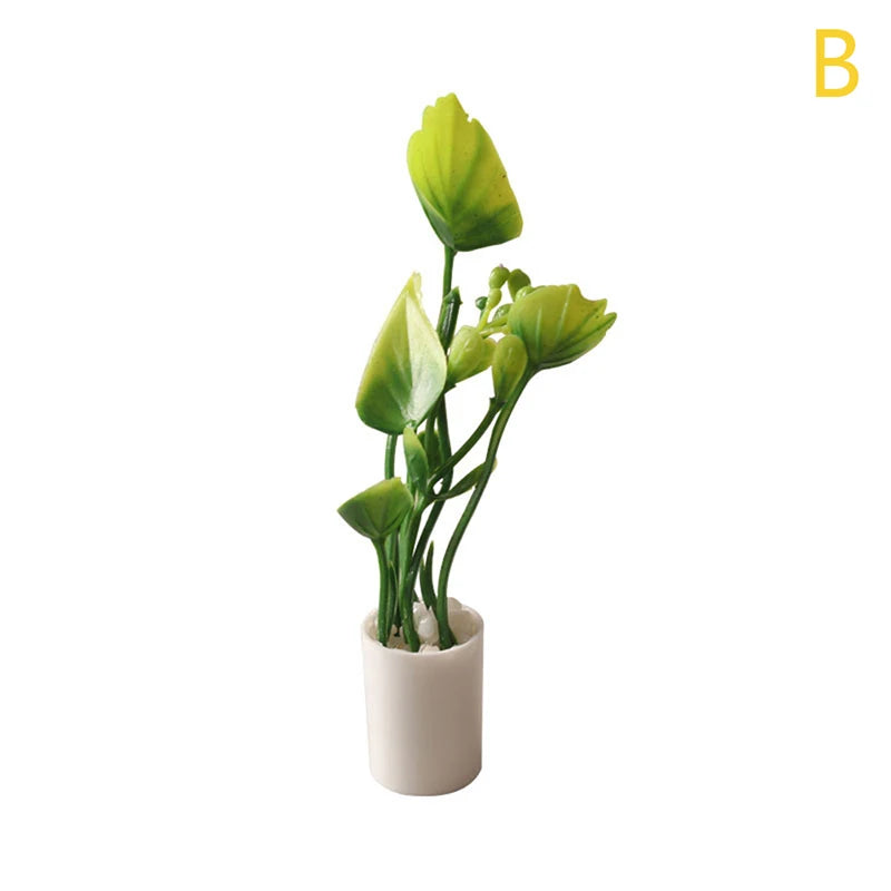 Bonsai Green Leaves Garden Home Model Decor Doll House Accessories Qme B