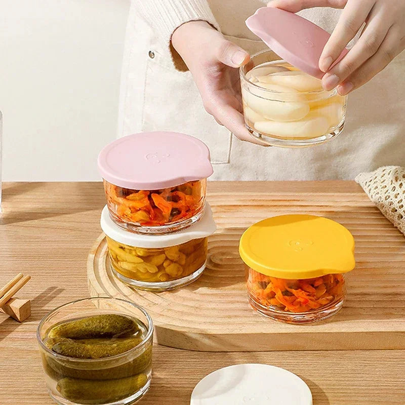 Microwave Safe Round Food Storage Container Borosilicate Glass Pickle Qme