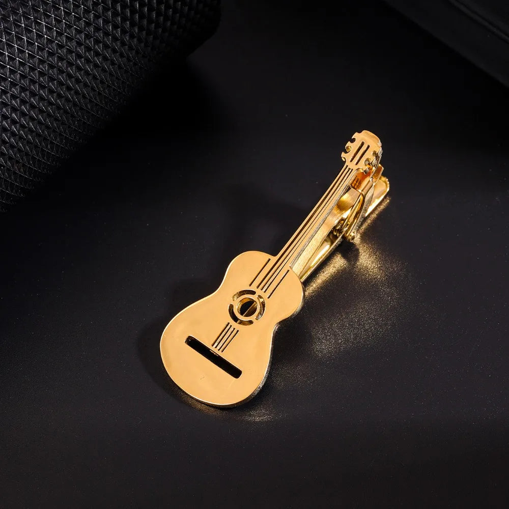 Treble Clef Guitar Tie Clip Titanium Steel Punk Music Note Pin Qme Style 17