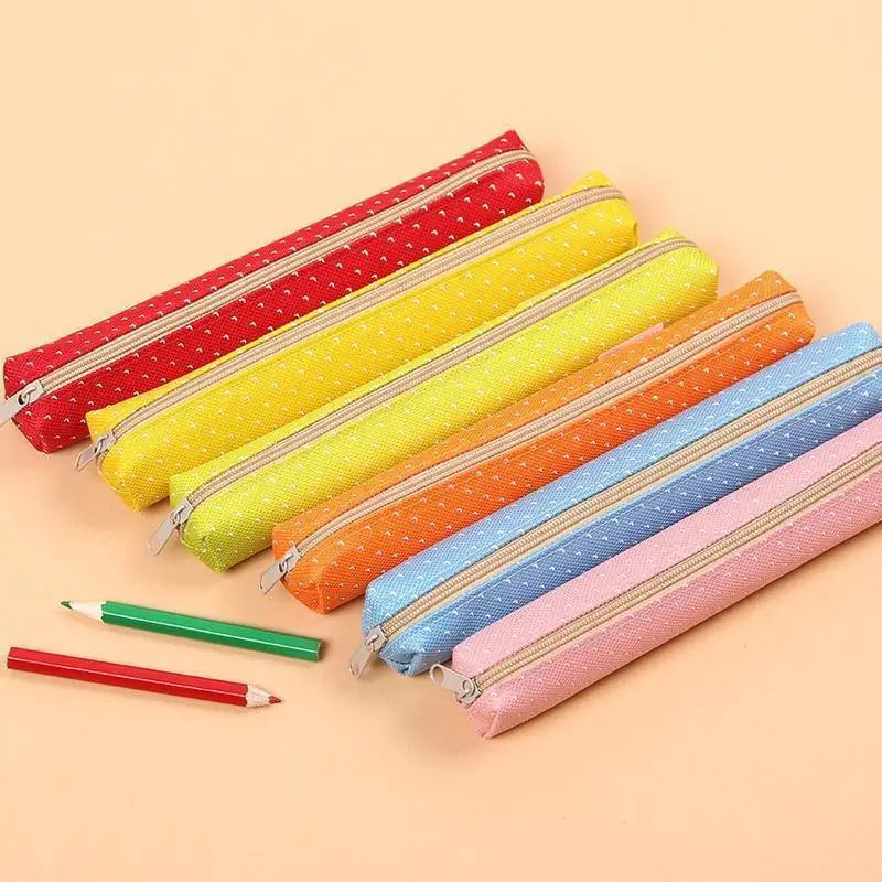 Candy-Striped Polka Dot Pencil Case Small-Capacity Multifunctional School Pouch For Teens Unisex Student Organizer Qme