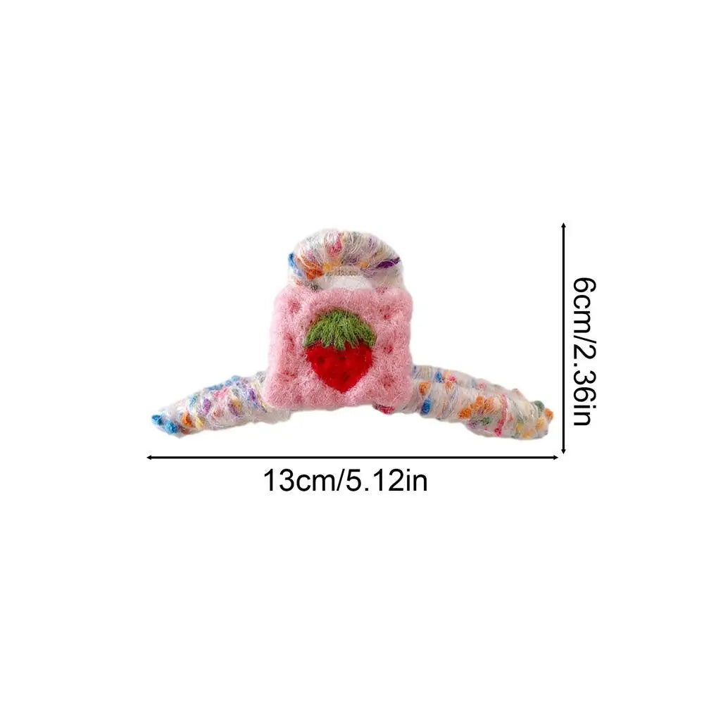 Autumn Hair Clips Plush Shark Claws Large Barrettes Crab Claw Faux Qme pink strawberry China Mainland