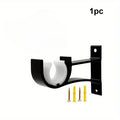 Curtain Rod Bracket, Heavy Duty Metal Wall Mount Support for Curtain Poles Qme Black 1pc