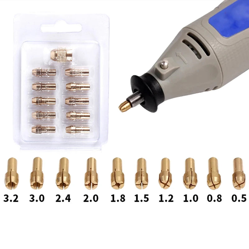 Lot Mini Drill Brass Collet Chuck Rotary Tool 0 5- Nut Accessories Qme