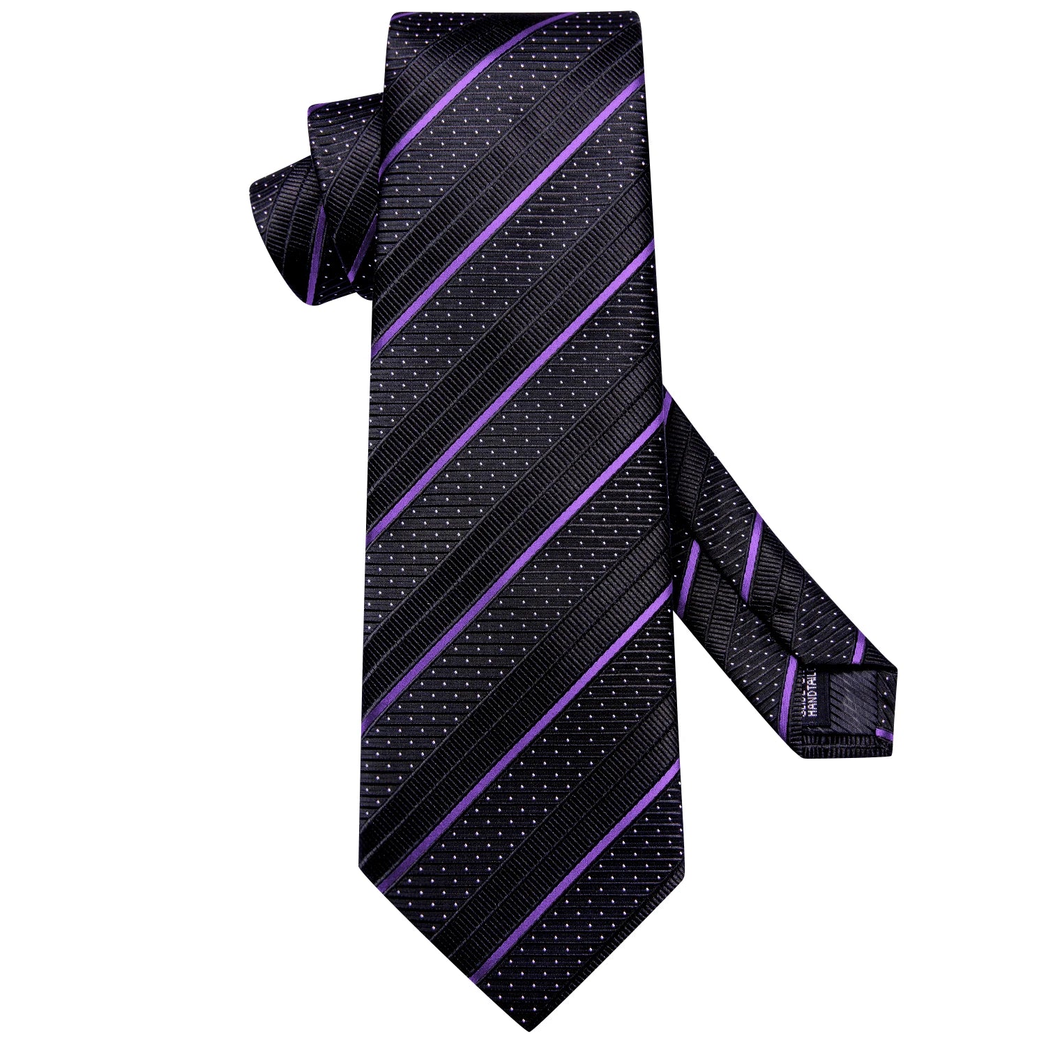 Hi-tie Striped Black Purple Red Green Men Elegant Necktie Hanky Qme