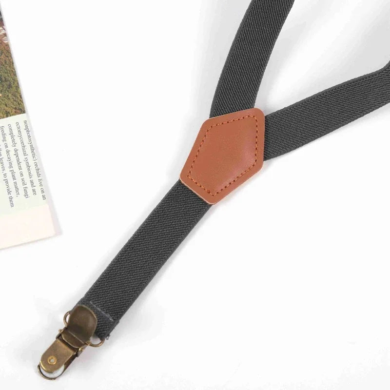 Kids Suspenders Tuxedo Y-back 3 Clips Adjustable Elastic Trouser Qme