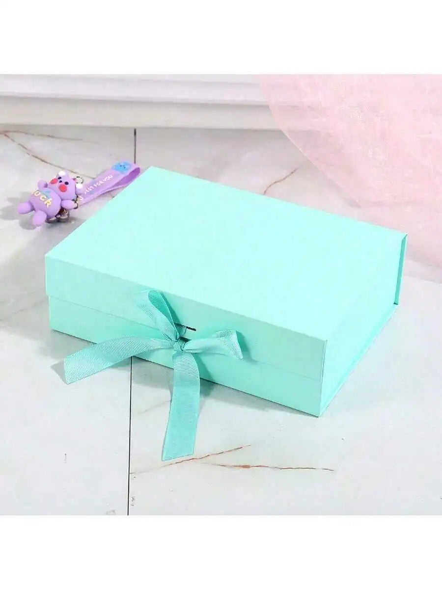 Foldable Magnetic Closure Solid Ribbon Box Wedding Party Suitable Qme green M Other