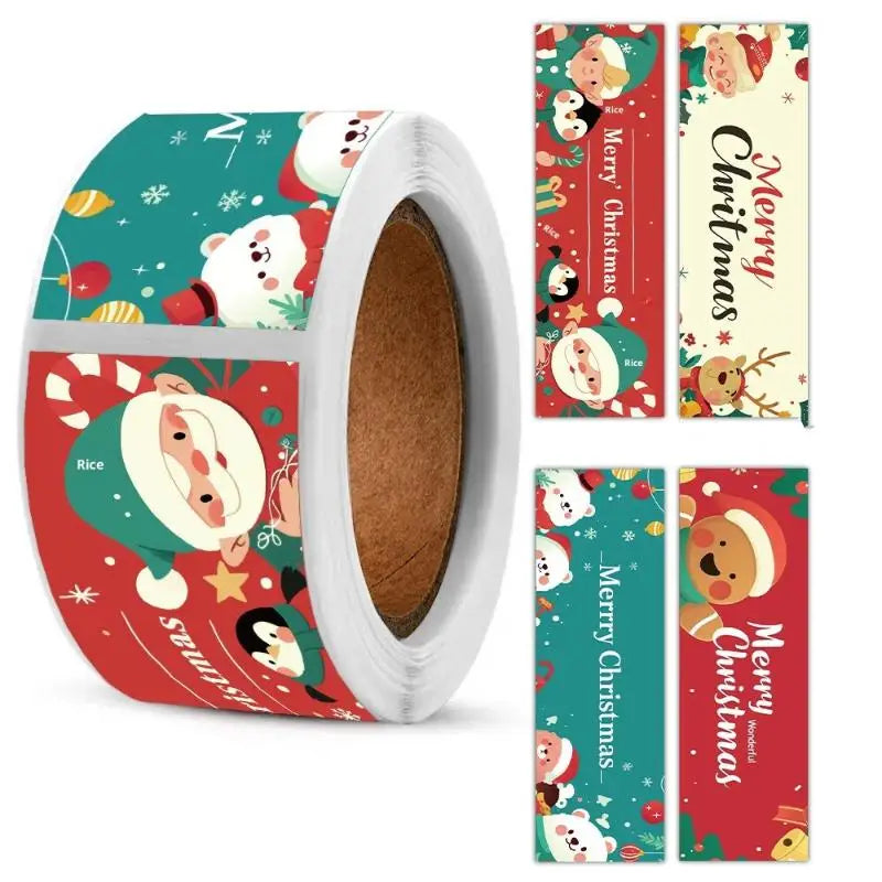 120pcs Christmas Stickers Roll - Cute Santa Polar Bear, Merry Christmas- For Gift Wrapping, Packaging - Paper-Based Qme B 1set